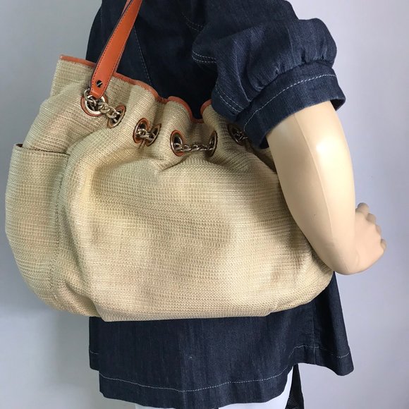 Michael Kors Tan Brown Large Woven Straw Bag - Picture 5 of 8